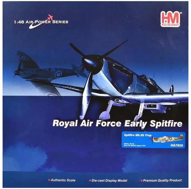Alt view image 6 of 6 - Supermarine Spitfire Mk.Vb Trop Fighter Aircraft Mediterranean Allied Coastal Air Force 1/48 Diecast Model Hobby Master