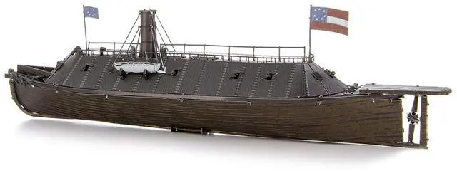 Alt view image 3 of 6 - Model Kit  USS Monitor and USS Merrimack Ironclad Warships "Battle of the Ironclads" Steel Model Kit by Metal Earth