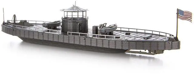 Alt view image 4 of 6 - Model Kit  USS Monitor and USS Merrimack Ironclad Warships "Battle of the Ironclads" Steel Model Kit by Metal Earth