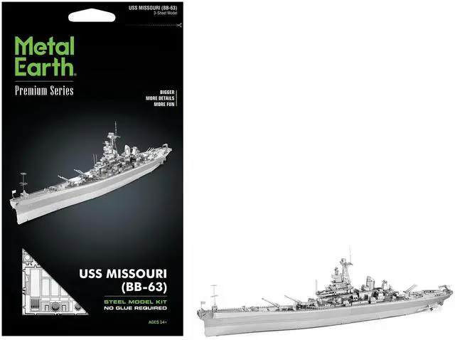Main image of Model Kit USS Missouri (BB-63) Navy Battleship (Challenging Difficulty) Steel Model Kit by Metal Earth