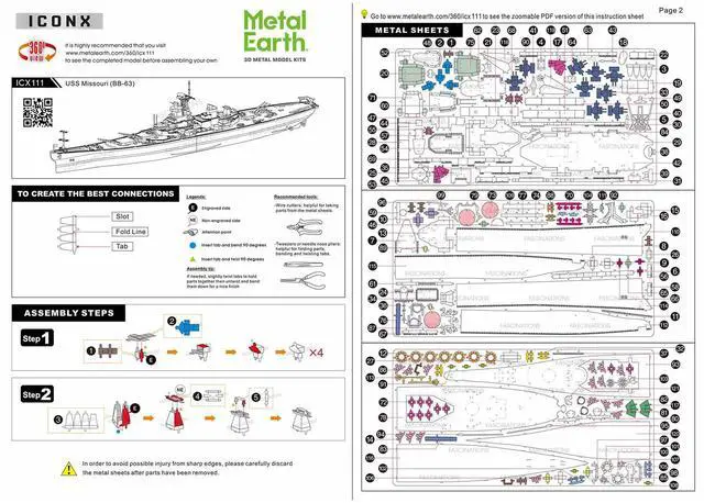 Alt view image 4 of 6 - Model Kit USS Missouri (BB-63) Navy Battleship (Challenging Difficulty) Steel Model Kit by Metal Earth