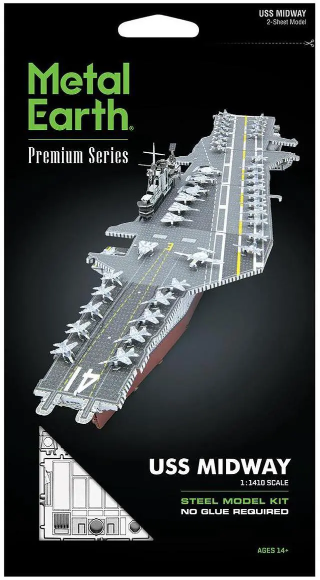 Alt view image 5 of 6 - Model Kit USS Midway (CV-41) Aircraft Carrier (Challenging Difficulty) Steel Model Kit by Metal Earth