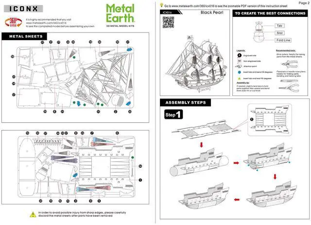 Alt view image 6 of 6 - Model Kit Black Pearl Ship (Challenging Difficulty) Steel Model Kit by Metal Earth