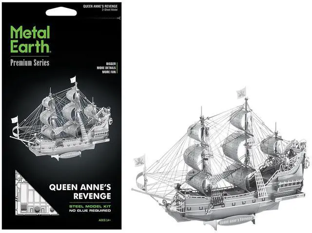 Main image of Model Kit Queen Anne's Revenge Ship (Challenging Difficulty) Steel Model Kit by Metal Earth