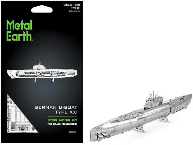Main image of Model Kit German U-Boat Type XXI Submarine (Challenging Difficulty) Steel Model Kit by Metal Earth