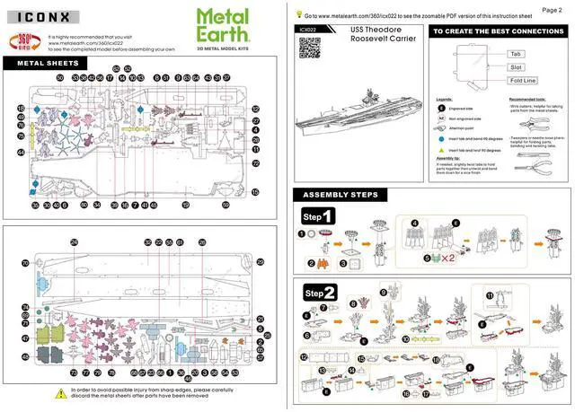 Alt view image 6 of 6 - Model Kit  USS Theodore Roosevelt CVN-71 Aircraft Carrier (Expert Difficulty) Steel Model Kit by Metal Earth
