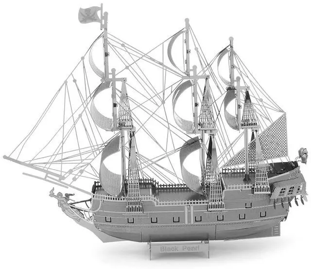Alt view image 2 of 6 - Model Kit Black Pearl Ship (Challenging Difficulty) Steel Model Kit by Metal Earth