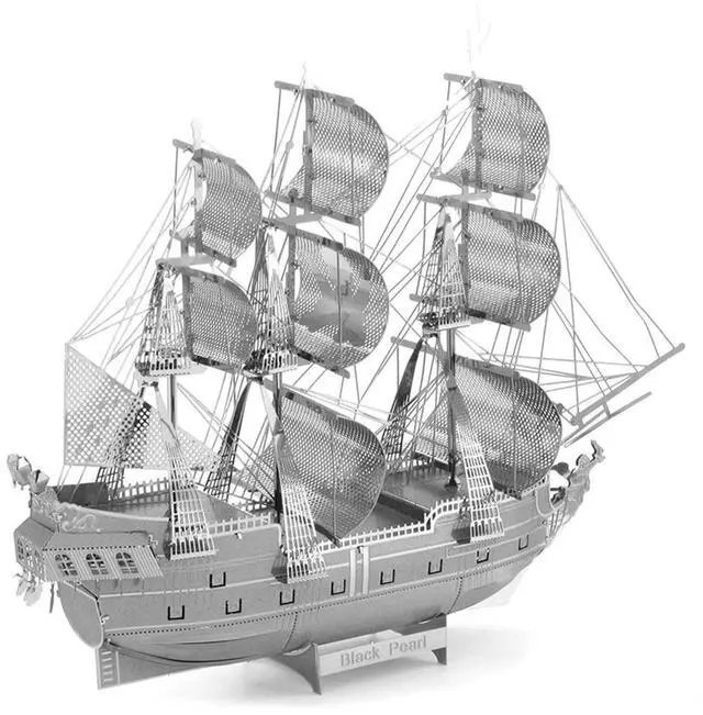 Alt view image 3 of 6 - Model Kit Black Pearl Ship (Challenging Difficulty) Steel Model Kit by Metal Earth