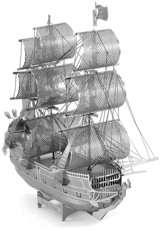 Alt view image 4 of 6 - Model Kit Black Pearl Ship (Challenging Difficulty) Steel Model Kit by Metal Earth