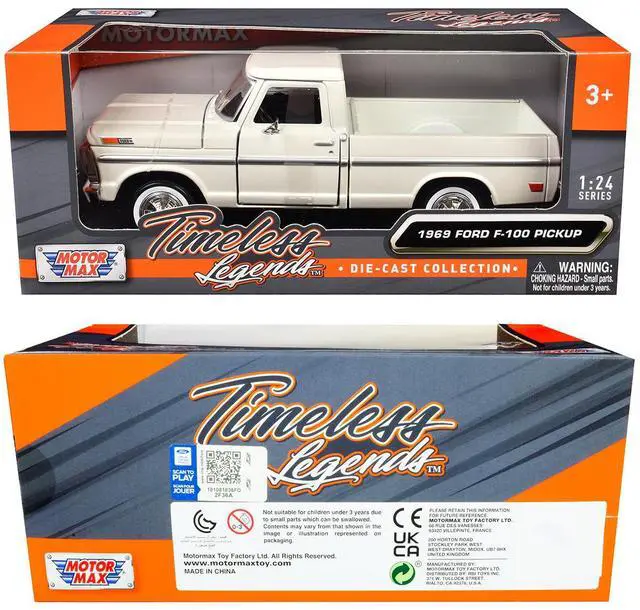 Alt view image 3 of 3 - 1969 Ford F-100 Pickup Truck Cream "Timeless Legends" Series 1/24 Die Cast Model Car by Motormax