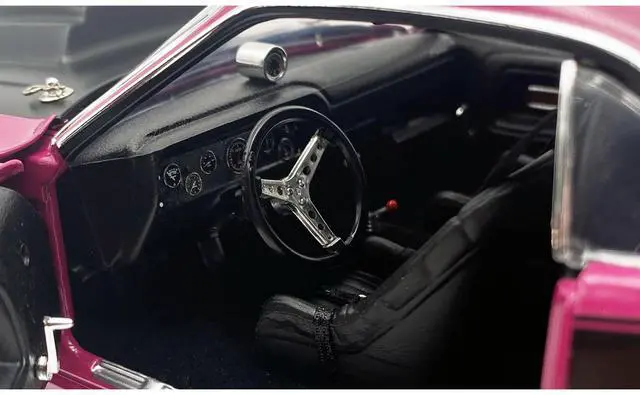 Alt view image 3 of 6 - 1970 Dodge Challenger T/A Pro Stock "Mopar Performance" Panther Pink with Black Stripes and Black 1/18 Diecast Model car by ACME