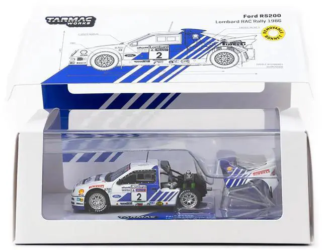 Alt view image 4 of 6 - Ford RS200 #2 "Lombard RAC Rally" (1986) "Hobby64+" Series 1/64 Diecast Model Car by Tarmac Works