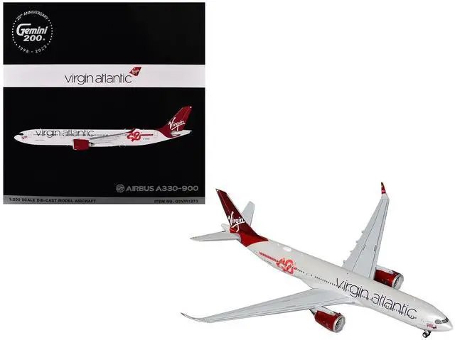 Main image of Airbus A330-900 Commercial Aircraft "Virgin Atlantic" (G-VSRB) Gray w/Red "Gemini 200" Series 1/200 Diecast Model by GeminiJets