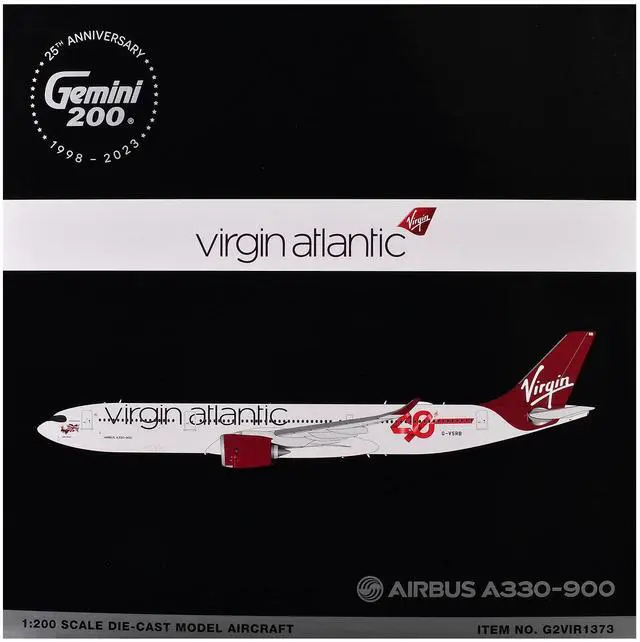Alt view image 3 of 3 - Airbus A330-900 Commercial Aircraft "Virgin Atlantic" (G-VSRB) Gray w/Red "Gemini 200" Series 1/200 Diecast Model by GeminiJets