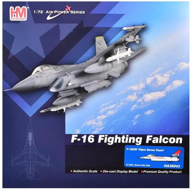 Alt view image 6 of 6 - Lockheed F-16CM Fighting Falcon Fighter Aircraft "Viper Demo" (2024) US Air Force 1/72 Diecast Model by Hobby Master