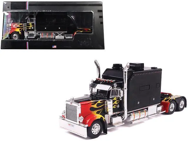 Alt view image 6 of 6 - 2002 Peterbilt 379 Custom Truck Tractor Black with Flame Graphics 1/43 Diecast Model by IXO Models