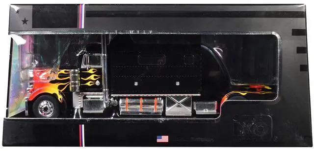 Alt view image 5 of 6 - 2002 Peterbilt 379 Custom Truck Tractor Black with Flame Graphics 1/43 Diecast Model by IXO Models