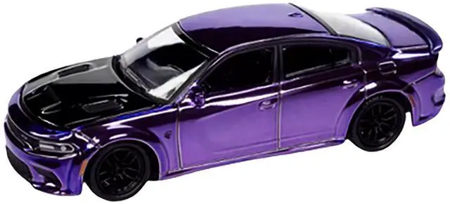 Alt view image 2 of 3 - 2021 Dodge Charger SRT Hellcat Redeye Purple Chrome with Black Hood Limited Edition 1/64 Diecast Model car by Auto World