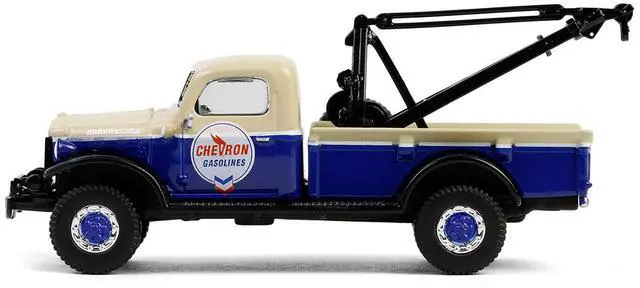 Alt view image 2 of 6 - 1948 Dodge Power Wagon Wrecker Tow Truck Beige and Blue "Chevron Special Edition" Series 1/64 Die cast Model Car by Greenlight