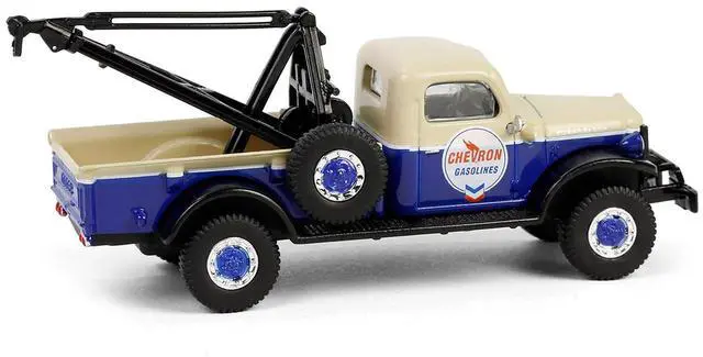 Alt view image 3 of 6 - 1948 Dodge Power Wagon Wrecker Tow Truck Beige and Blue "Chevron Special Edition" Series 1/64 Die cast Model Car by Greenlight
