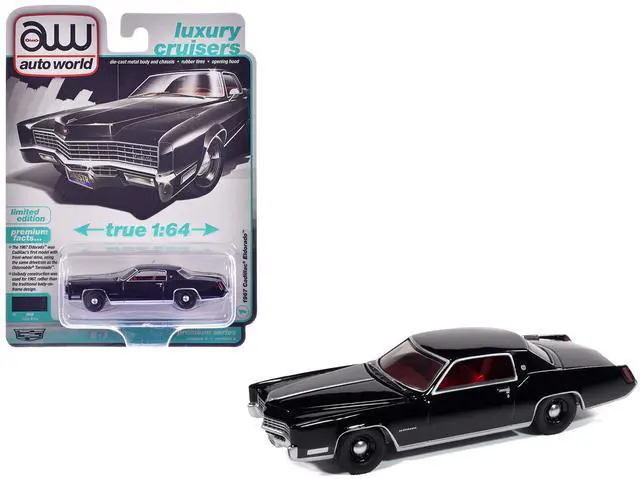 Main image of 1967 Cadillac Eldorado Sable Black with Red Interior "Luxury Cruisers" Series 1/64 Diecast Model Cars by Auto World