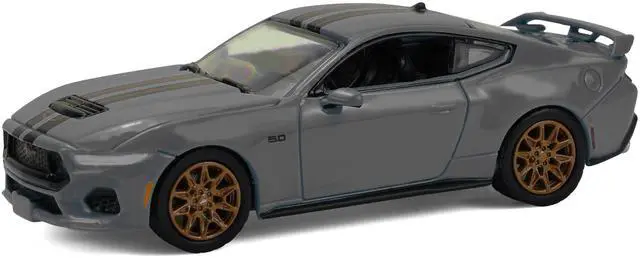 Alt view image 2 of 3 - 2024 Ford Mustang GT Dark Matter Gray with Black and Red Stripes "Showroom Floor" Series 1/64 Diecast Model Car by Greenlight