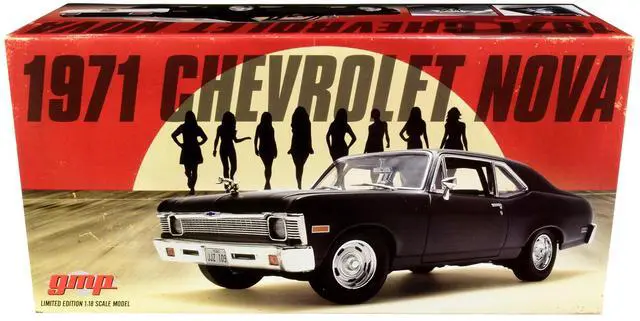 Alt view image 6 of 6 - 1971 Chevrolet Nova Matt Black "Death Proof" (2007) Movie Limited Edition to 792 pieces Worldwide 1/18 Diecast Model Car by GMP