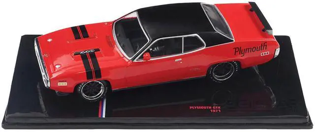 Alt view image 3 of 6 - 1971 Plymouth GTX Rally Red with Black Top and Stripes 1/43 Diecast Model Car by IXO Models