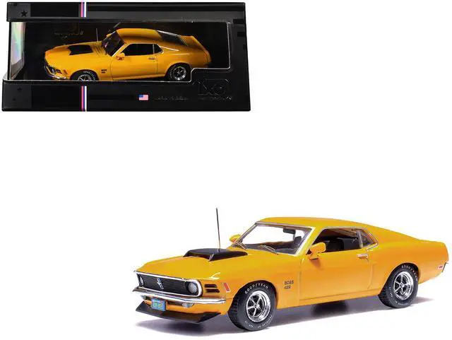 Alt view image 6 of 6 - 1970 Ford Mustang Boss 429 Bright Yellow with Black Hood Scoop 1/43 Diecast Model Car by IXO Models