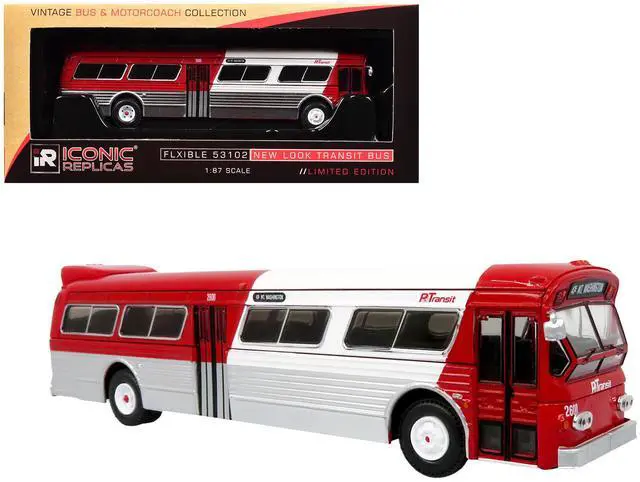 Main image of Flxible 53102 New Look Transit Bus "Pittsburgh Area Transit" Red & White Ltd Ed 1/87 (HO) Scale Diecast Model by Iconic Replicas