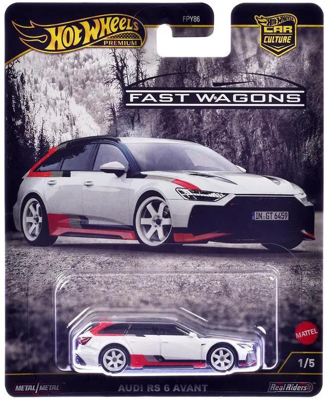 Alt view image 5 of 6 - Audi RS 6 Avant White with Stripes "Fast Wagons" Series Diecast Model Car by Hot Wheels