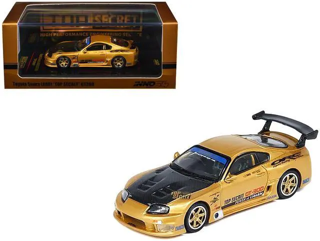 Main image of Toyota Supra (A80) "Top Secret" GT300 RHD Gold Metallic with Carbon Hood 1/64 Diecast Model Car by Inno Models