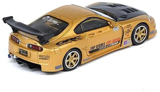 Alt view image 3 of 6 - Toyota Supra (A80) "Top Secret" GT300 RHD Gold Metallic with Carbon Hood 1/64 Diecast Model Car by Inno Models