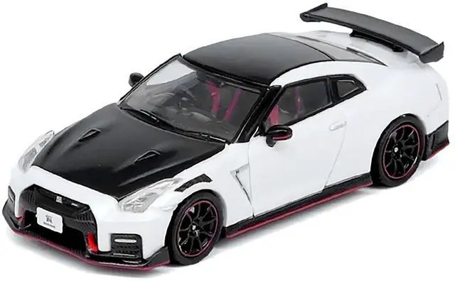 Alt view image 2 of 6 - Nissan GT-R (R35) Nismo RHD (Right Hand Drive) White with Carbon Hood and Top 1/64 Diecast Model Car by Inno Models