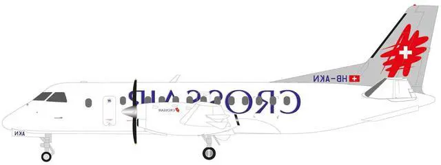 Alt view image 3 of 3 - Saab 340 Commercial Aircraft "Crossair" (HB-AKN) White with Tail Graphics 1/200 Diecast Model by Herpa