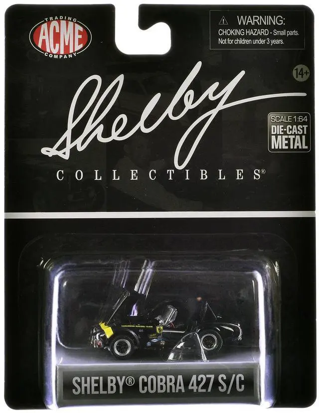 Alt view image 4 of 6 - Shelby Cobra 427 S/C "Terlingua Racing Team" Black with Yellow "Shelby Collectibles" Series 1/64 Diecast Model Car by ACME