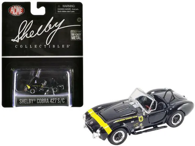 Alt view image 6 of 6 - Shelby Cobra 427 S/C "Terlingua Racing Team" Black with Yellow "Shelby Collectibles" Series 1/64 Diecast Model Car by ACME