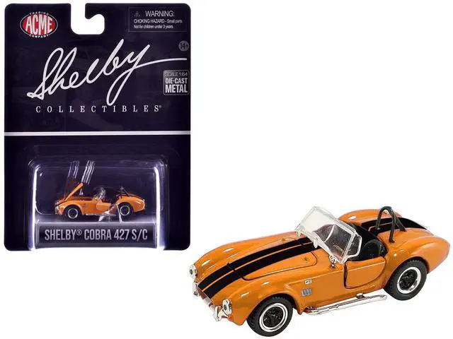 Main image of Shelby Cobra 427 S/C Orange with Black Stripes "Shelby Collectibles" Series 1/64 Diecast Model Car by ACME
