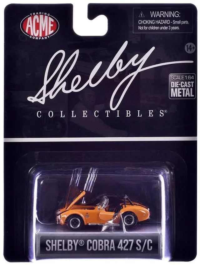 Alt view image 3 of 3 - Shelby Cobra 427 S/C Orange with Black Stripes "Shelby Collectibles" Series 1/64 Diecast Model Car by ACME
