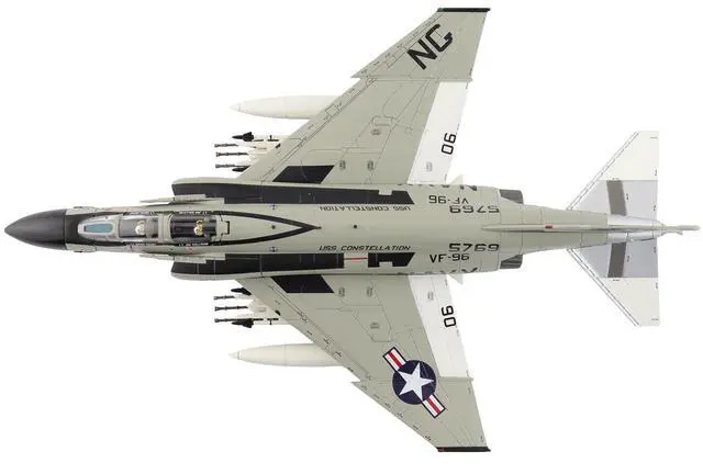 Alt view image 4 of 6 - McDonnell Douglas F-4J Phantom II Fighter-Bomber Aircraft "VF-96 Fighting Falcons" US Navy 1/72 Diecast Model by Hobby Master.