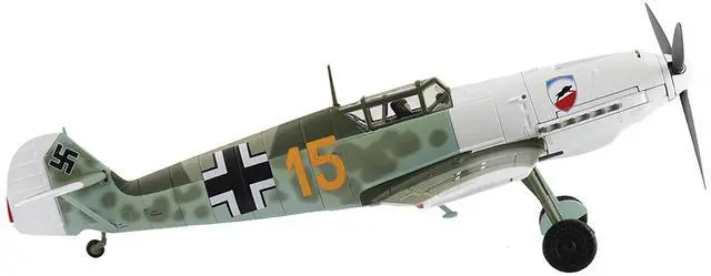 Alt view image 2 of 6 - Messerschmitt Bf 109E-3 Fighter Aircraft "Yellow 15, France" (1940) German Luftwaffe 1/48 Diecast Model by Hobby Master.