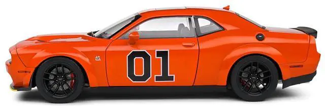 Alt view image 4 of 6 - 2023 Dodge Challenger R/T Scat Pack Widebody #01 "Hazzard Tribute" Orange 1/18 Diecast Model Car by Solido