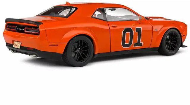 Alt view image 6 of 6 - 2023 Dodge Challenger R/T Scat Pack Widebody #01 "Hazzard Tribute" Orange 1/18 Diecast Model Car by Solido