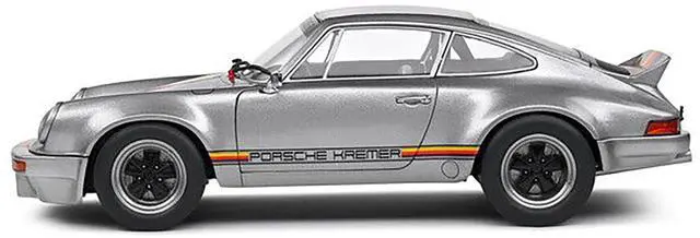 Alt view image 4 of 6 - 1973 Porsche 911 RSR "Kremer" Silver Metallic with Stripes 1/18 Diecast Model Car by Solido