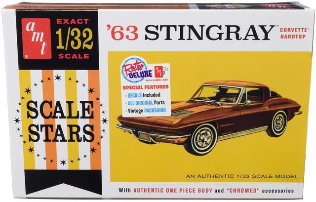 Main image of Skill 2 Model Kit 1963 Chevrolet Corvette Stingray Hardtop "Scale Stars" 1/32 Scale Model by AMT