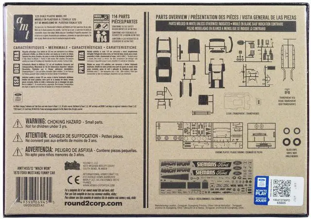 Alt view image 4 of 4 - Skill 3 Model Kit 1970 Ford Mustang Funny Car "Mach Won" 1/25 Scale Model by AMT