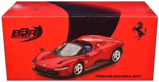Alt view image 5 of 6 - Ferrari Daytona SP3 Rosso Imola Red with Blue Interior 1/64 Diecast Model Car by BBR