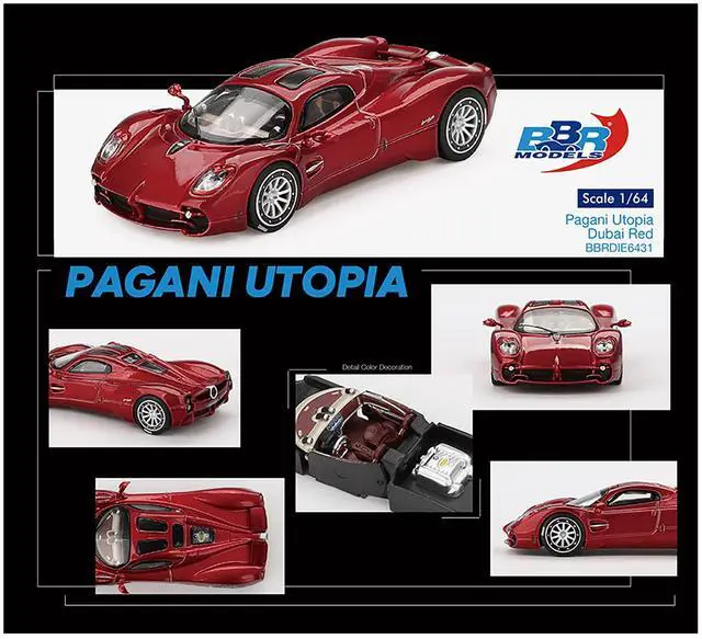 Alt view image 4 of 6 - Pagani Utopia Dubai Red 1/64 Diecast Model Car by BBR