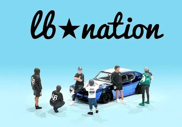 Alt view image 2 of 6 - "Liberty Walk LB Nation" 6 piece Diecast Figure Set Limited Edition for 1/64 Scale Models by American Diorama