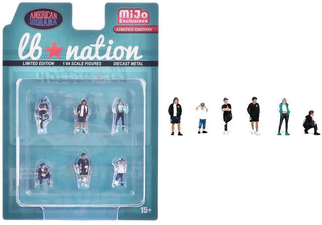Main image of "Liberty Walk LB Nation" 6 piece Diecast Figure Set Limited Edition for 1/64 Scale Models by American Diorama